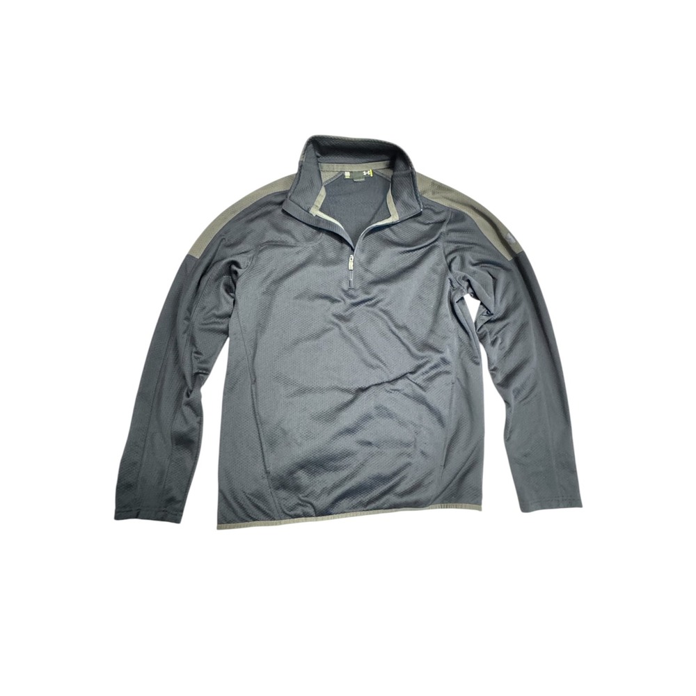 Under Armour Mens Navy Blue Gray 1/4 Zip Pullover Waffle Knit Training Top MD